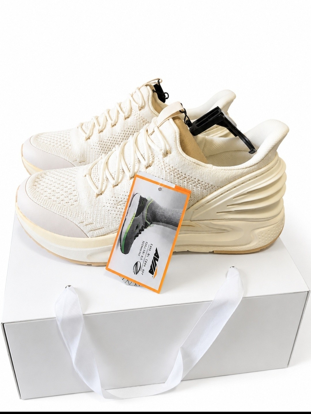 Avia Men's Cream Knit Sneakers